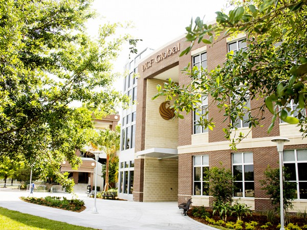 Front of the UCF Global building University of Central Florida, Memory Mall