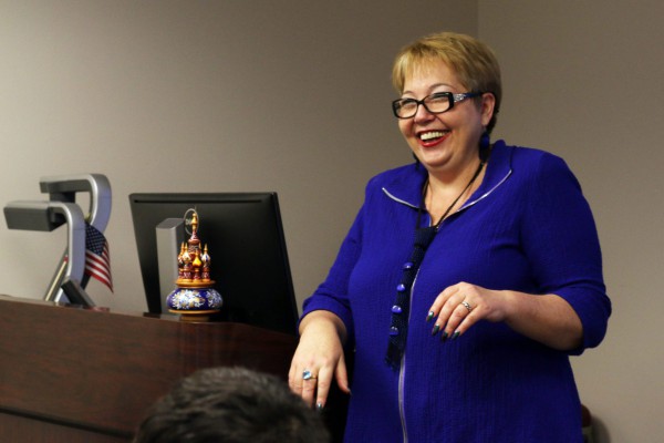 Dr. Kourova during a presentation