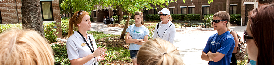 Group of students touring campus