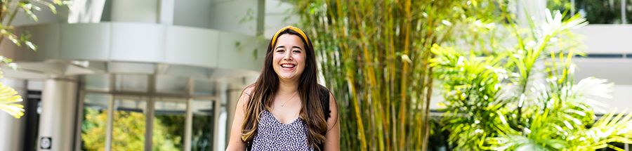 Female student walking on campus