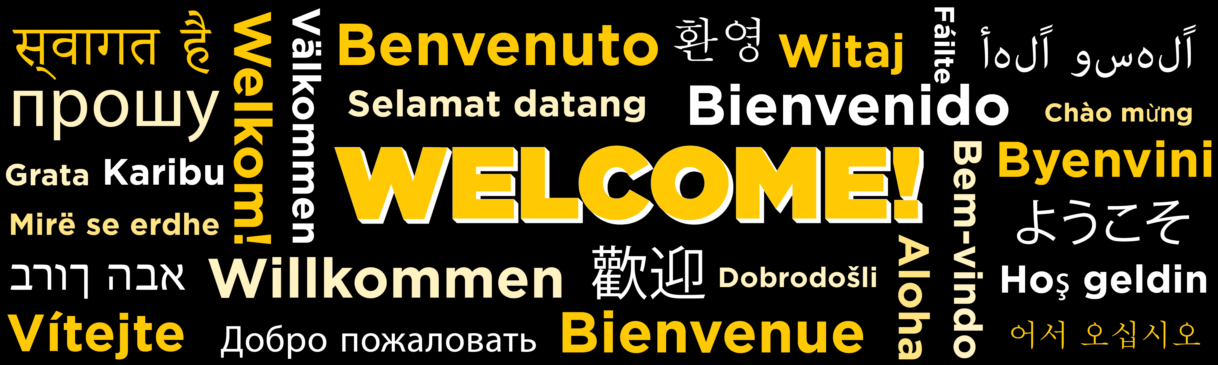 welcome in different languages banner