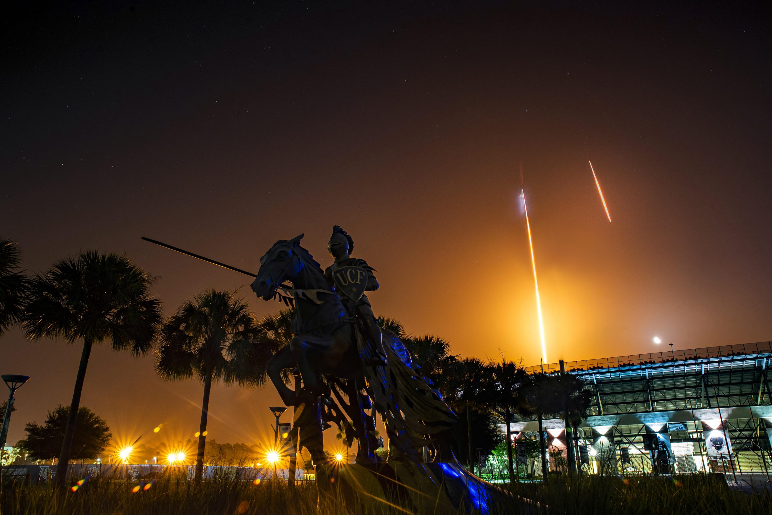 Rocket Launch Over Knightro Statue - Header Image