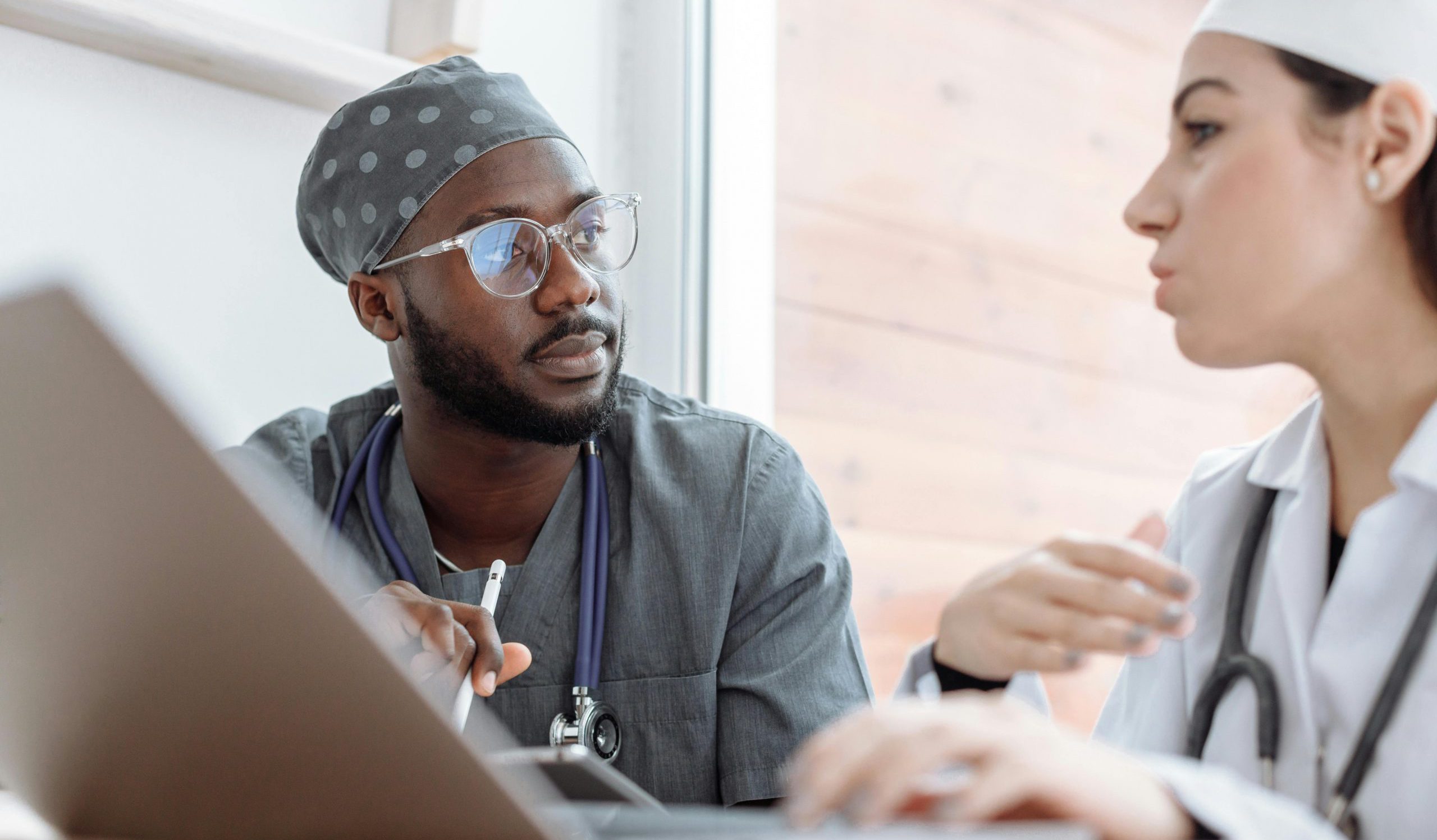 Two Doctors having a converstion Two Doctors having a converstion